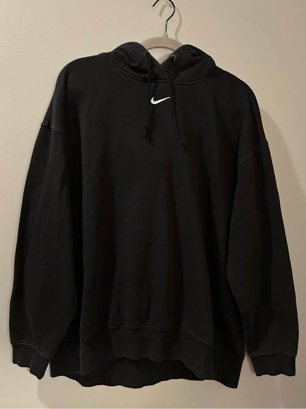 Nike Oversized Black Hoodie with White Swoosh